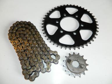 Ведомая и ведущая звезда и цепь привода колеса (комплект), Kawasaki, ZXR 400 H , 0, 0