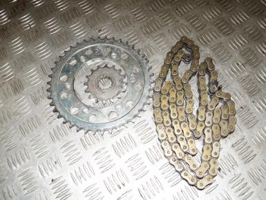 Ведомая и ведущая звезда и цепь привода колеса (комплект), Yamaha, YZF R1, 1998, 0, 0