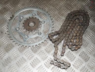 Ведомая и ведущая звезда и цепь привода колеса (комплект), Yamaha, YZF R1, 2001, 0, 0