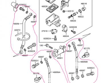 Шланг тормозной передний, Kawasaki, ZZR 400, 1992, 0, 0