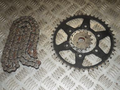 Ведомая и ведущая звезда и цепь привода колеса (комплект), Ducati, Monster 400 , 0, 0