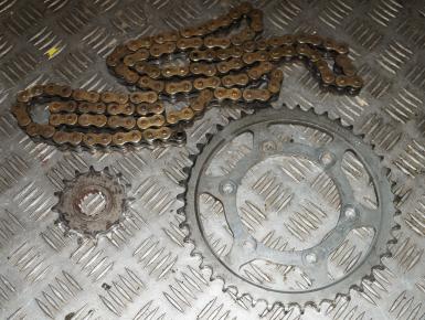 Ведомая и ведущая звезда и цепь привода колеса (комплект), Yamaha, YZF R1, 2005, 0, 0